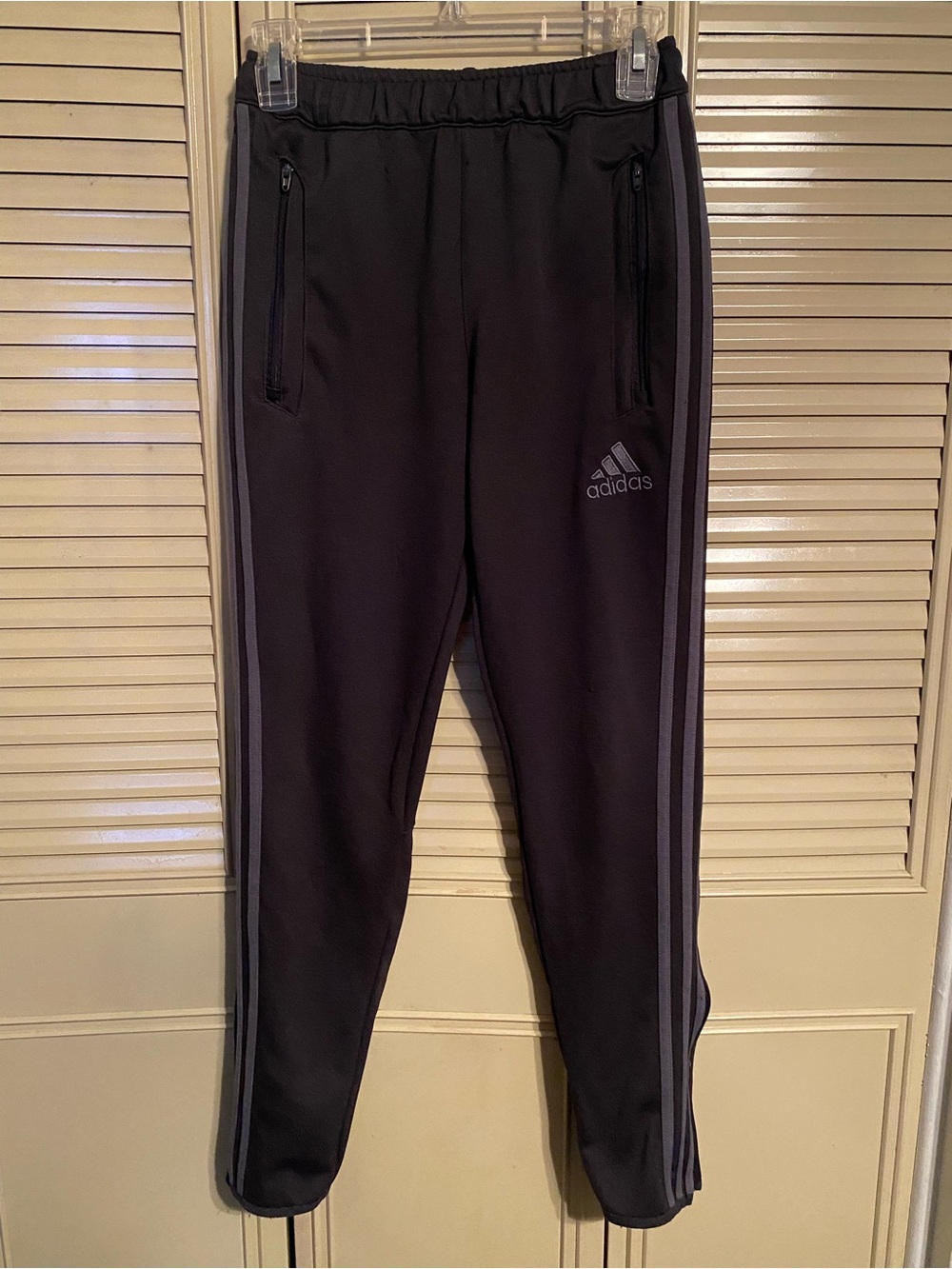 adidas Kids Black Joggers with Gray Side Stripes